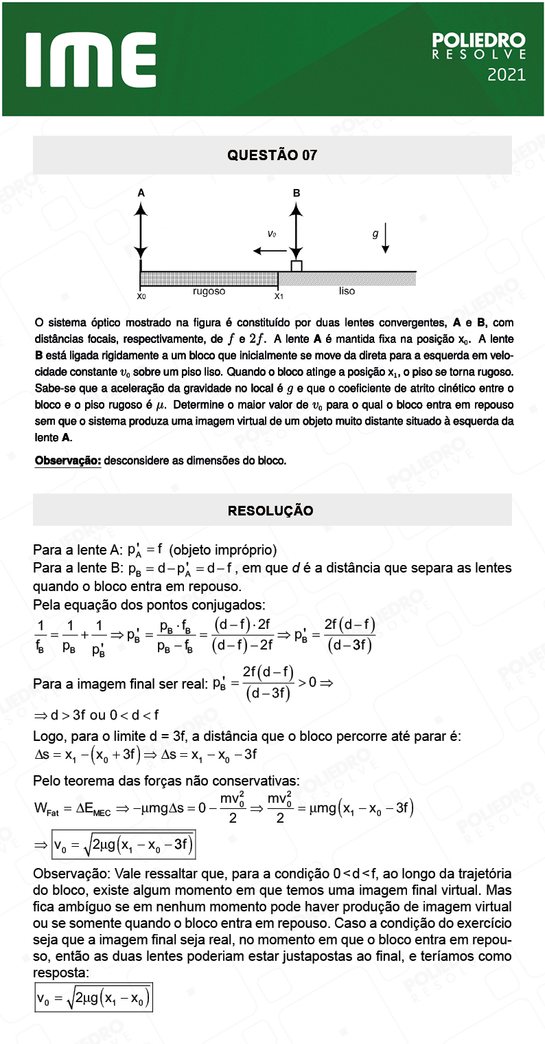 Dissertativa 7 - 2ª Fase - Física - IME 2021