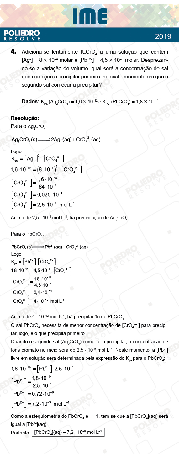Dissertativa 4 - 2ª Fase - Química - IME 2019