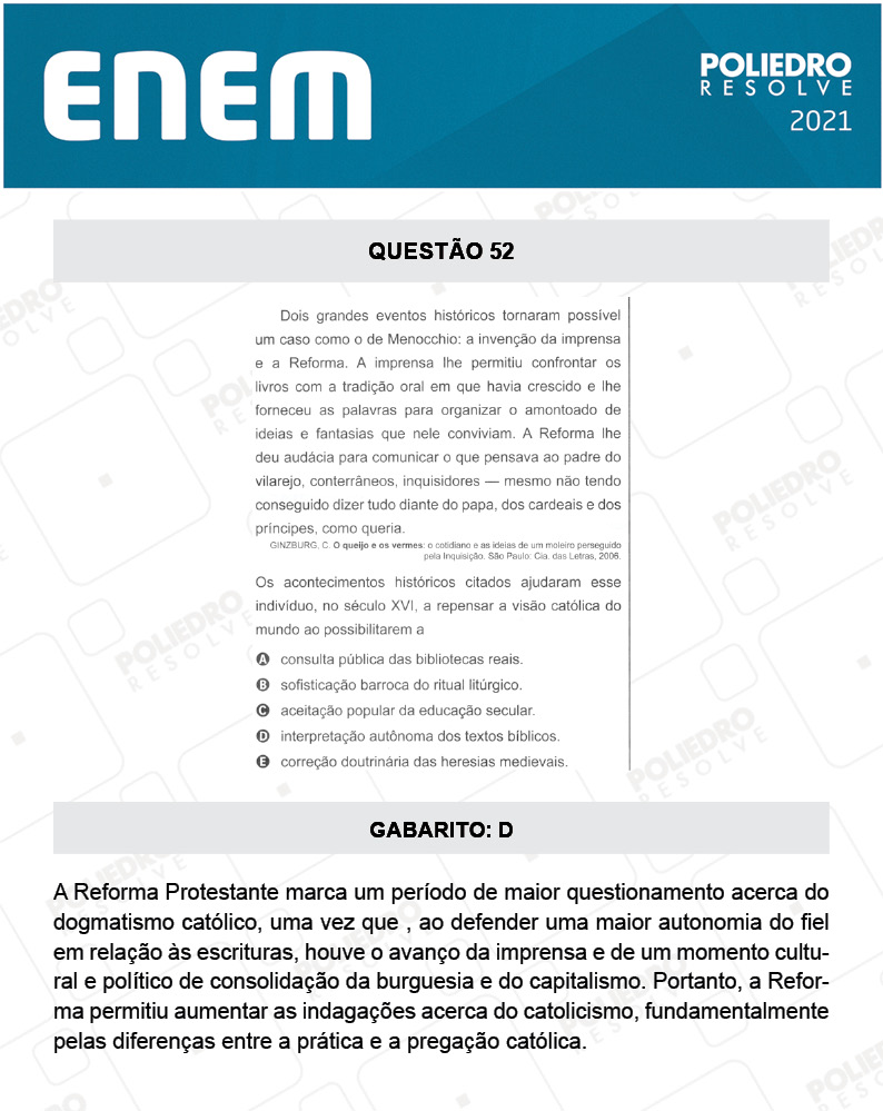 Questão 52 - 1º DIA - Prova Azul - ENEM 2020