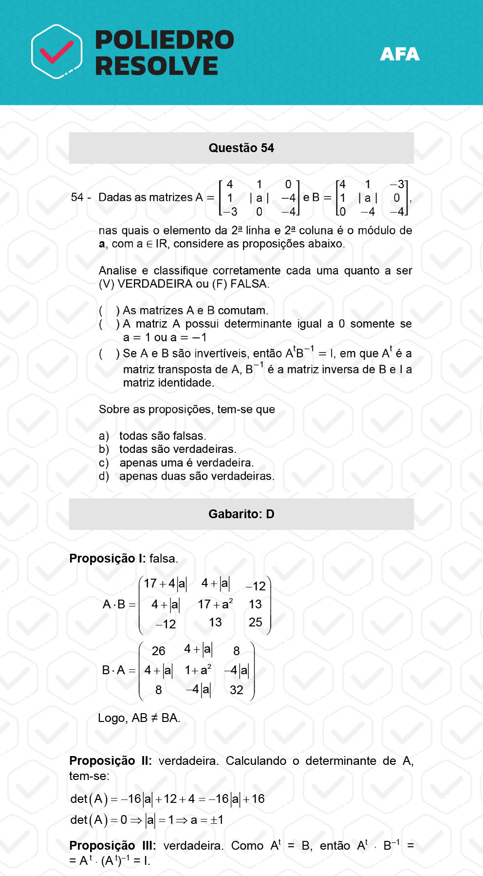 Questão 54 - Prova Tipo A - AFA 2023