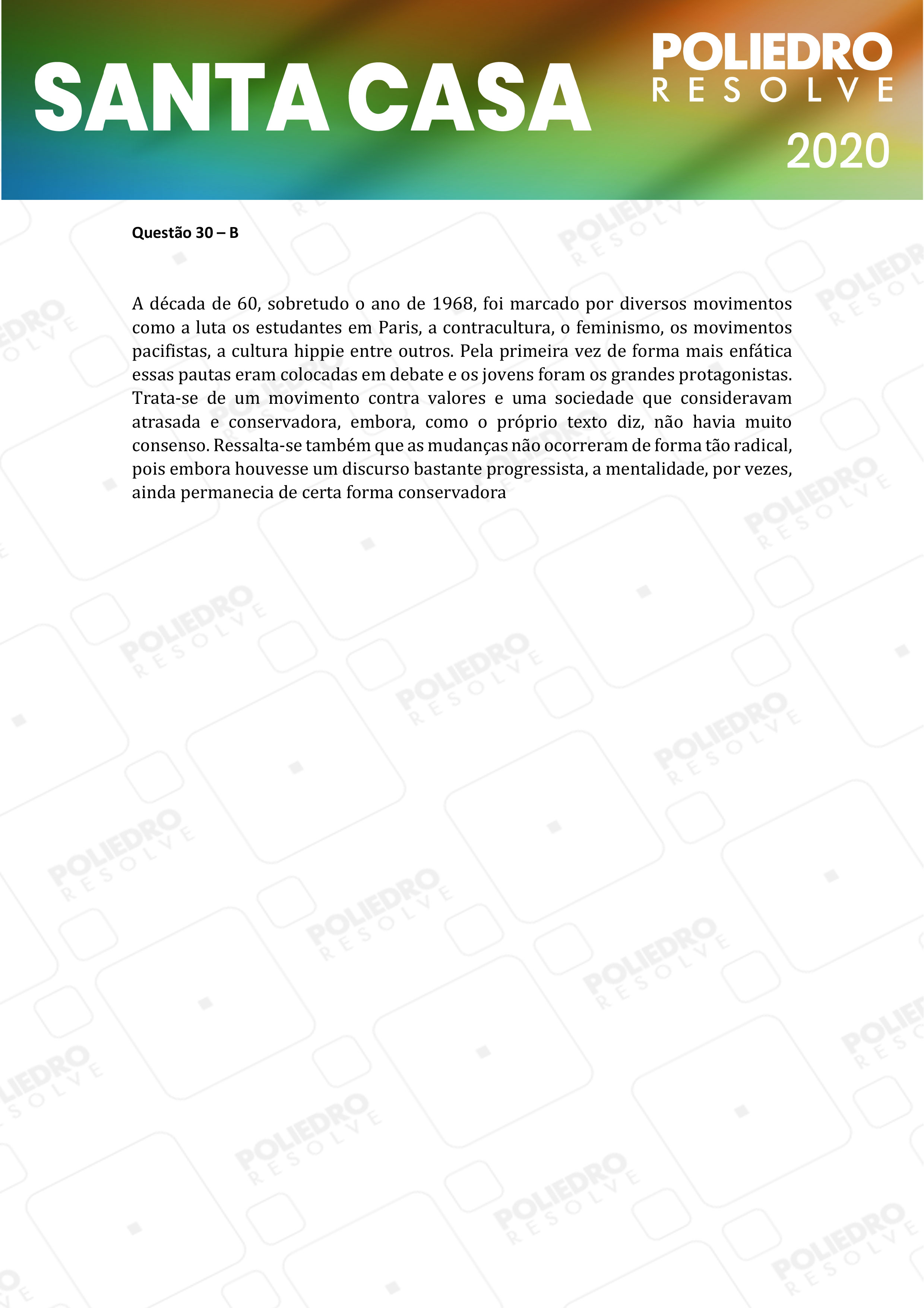 Questão 30 - 2º Dia - SANTA CASA 2020