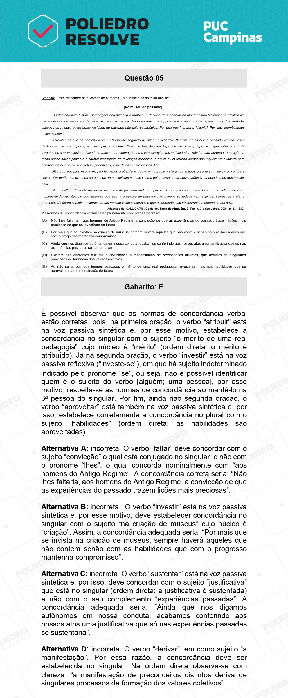 Questão 5 - Prova Geral e Medicina - PUC-Campinas 2022