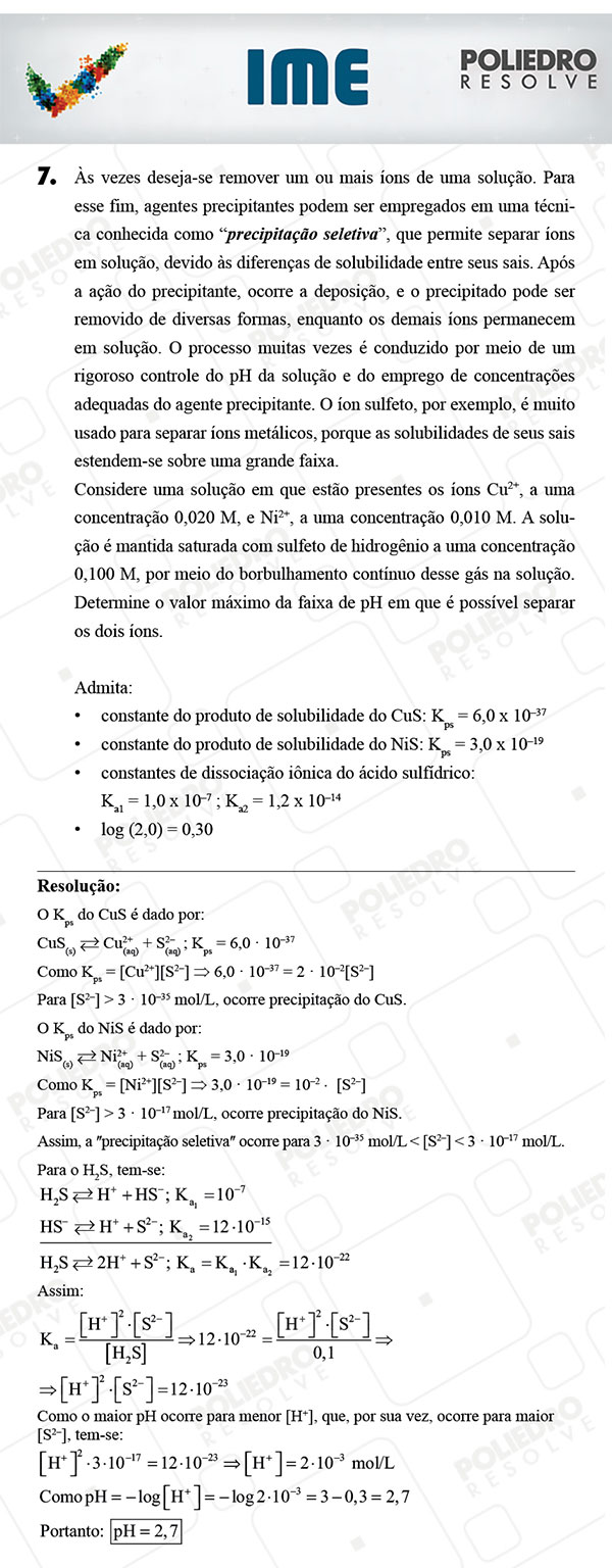 Dissertativa 7 - Química - IME 2018