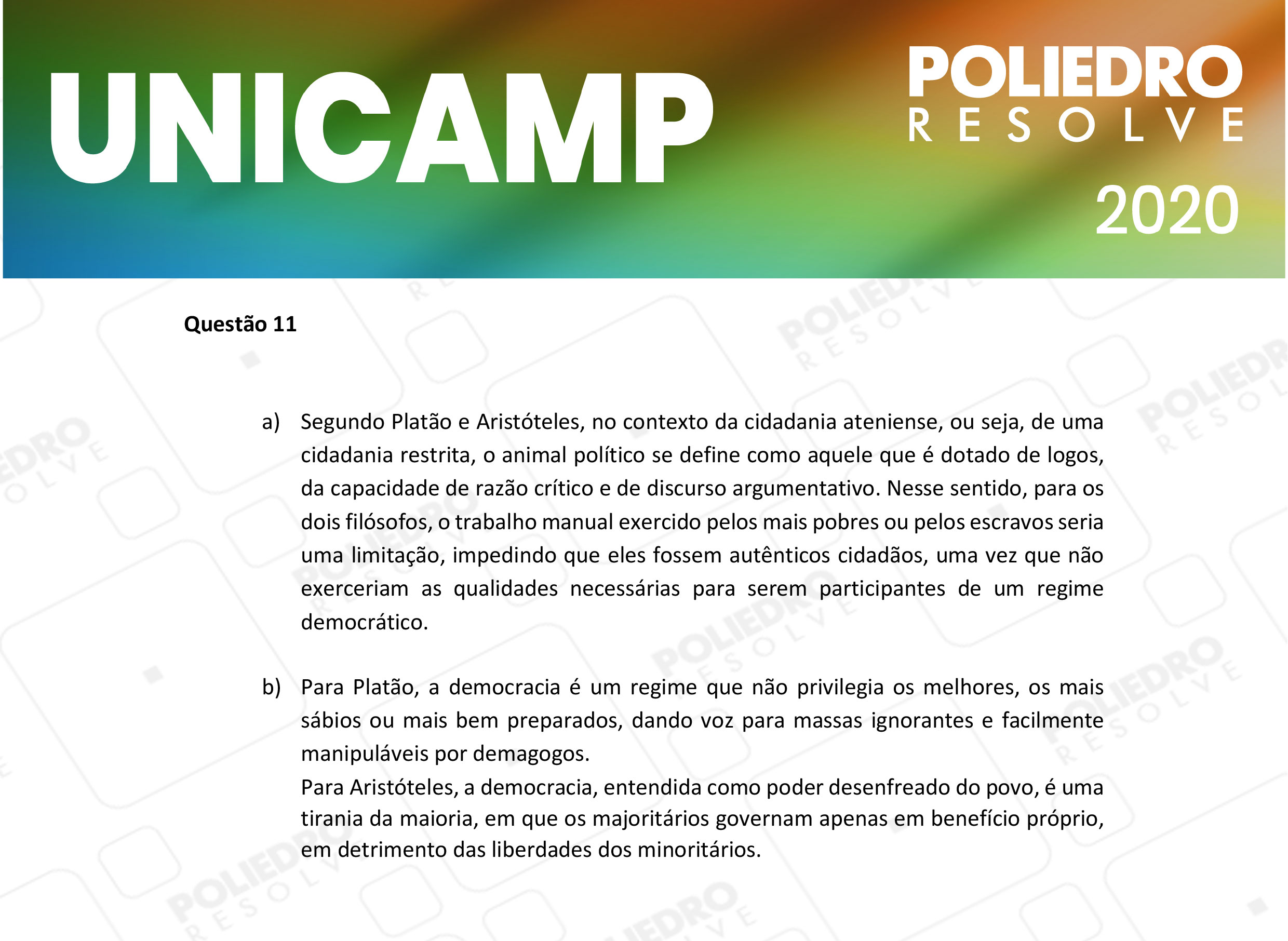 Dissertativa 11 - 2ª Fase - 2º Dia - Unicamp 2020