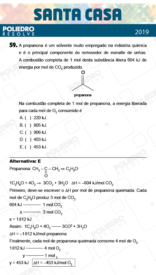 Questão 59 - 2º Dia - Objetivas - SANTA CASA 2019