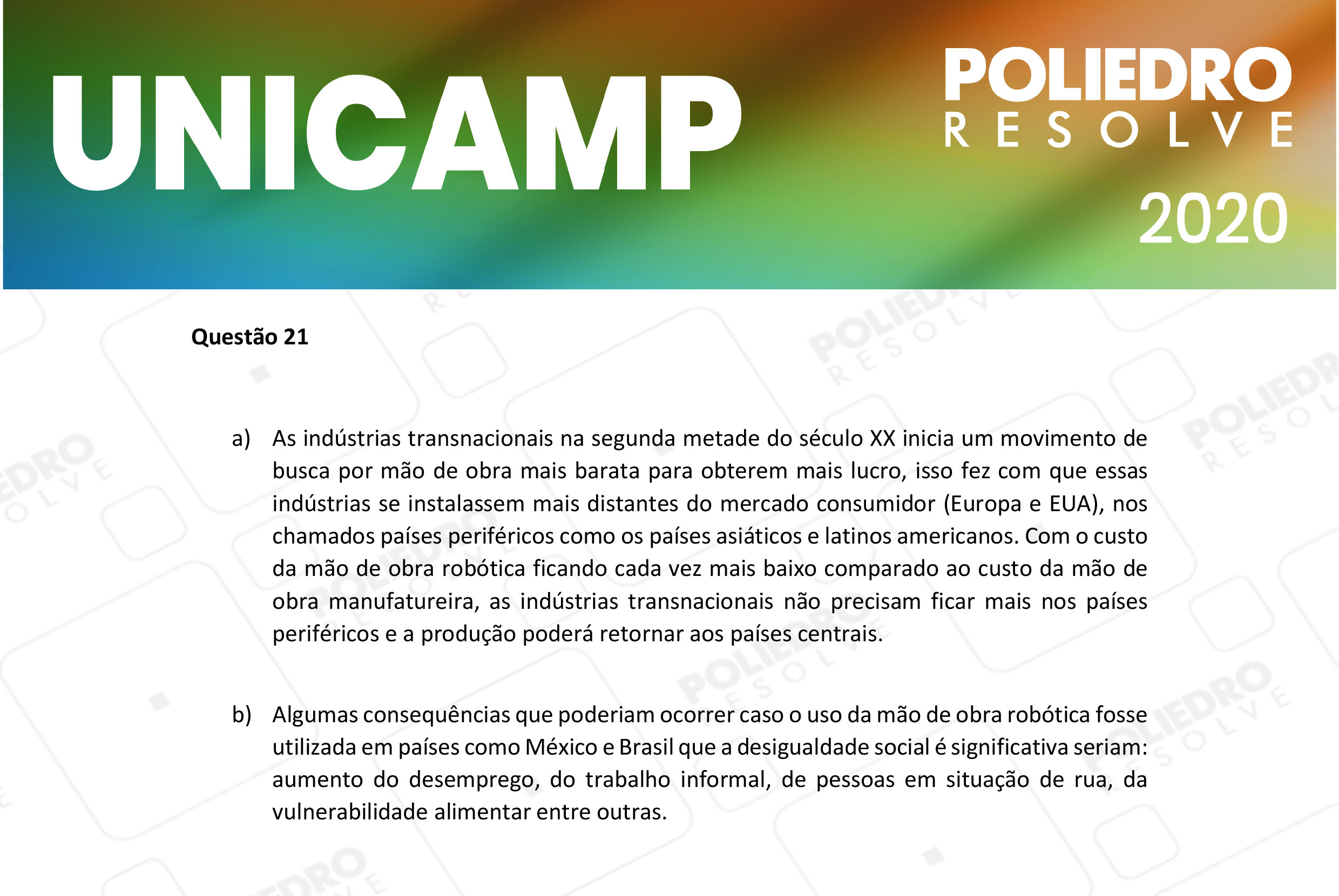 Dissertativa 21 - 2ª Fase - 2º Dia - Unicamp 2020