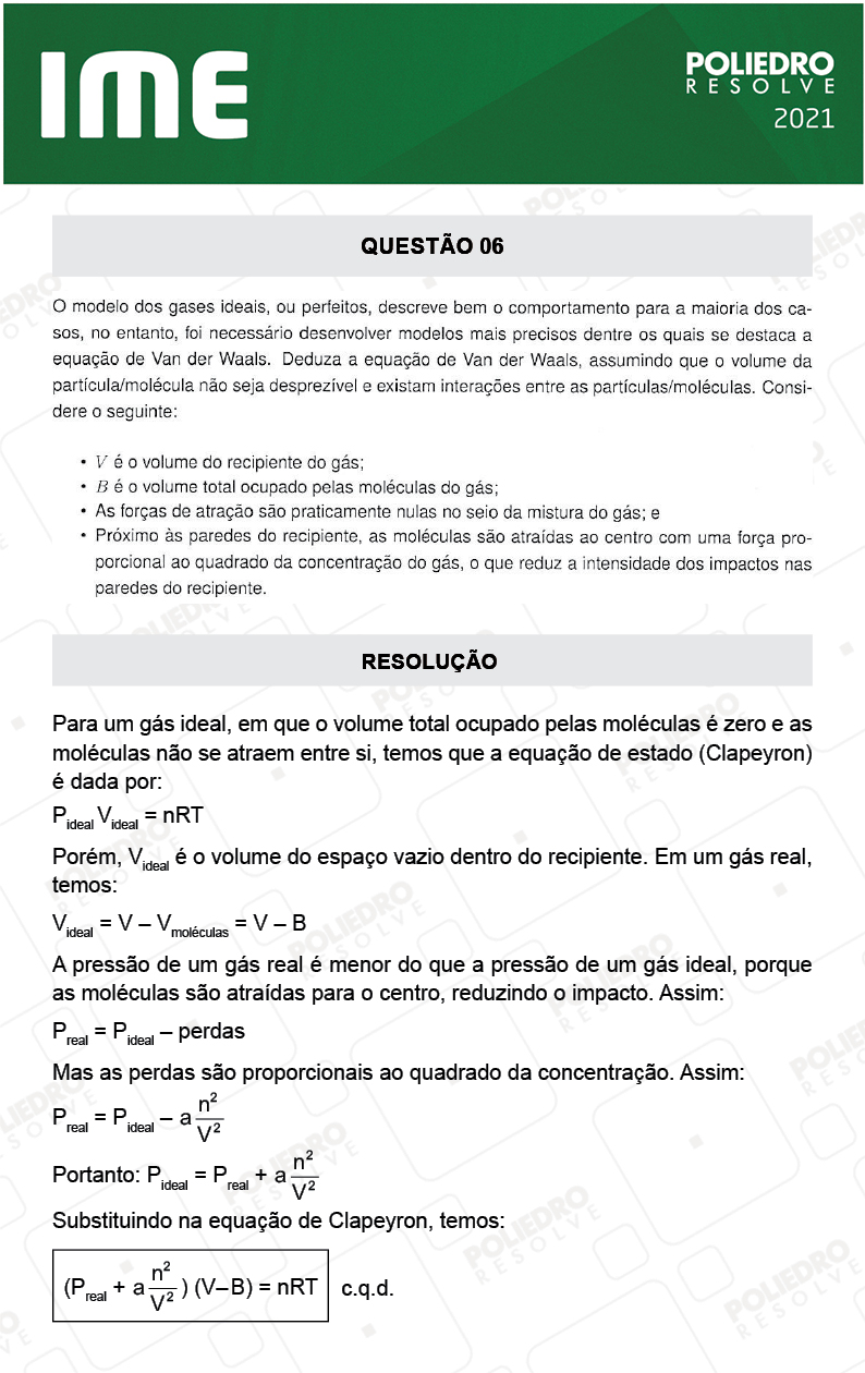 Dissertativa 6 - 2ª Fase - Química - IME 2021