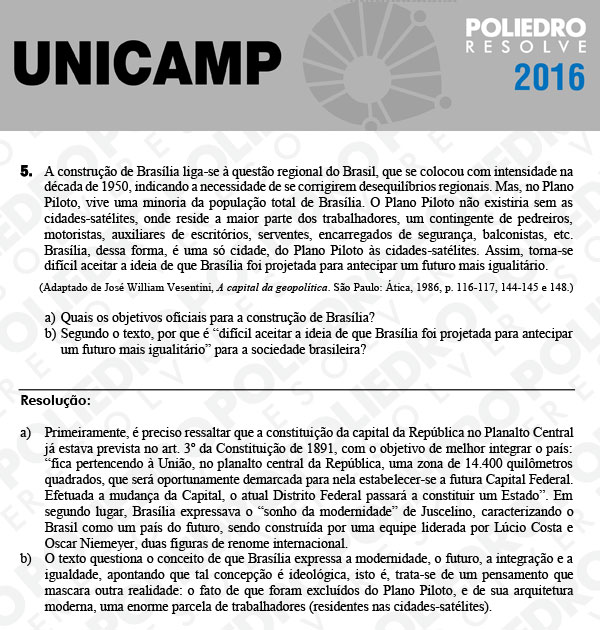 Dissertativa 5 - 2ª Fase 2º Dia - Unicamp 2016