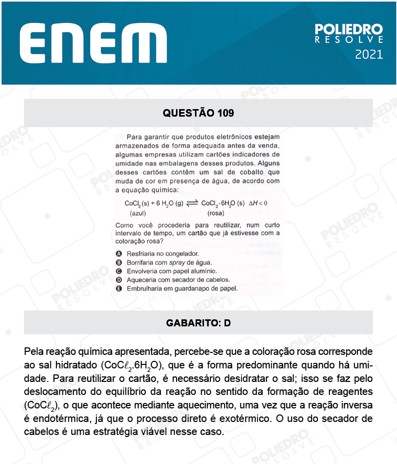 Questão 109 - 2º Dia - Prova Cinza - ENEM 2020