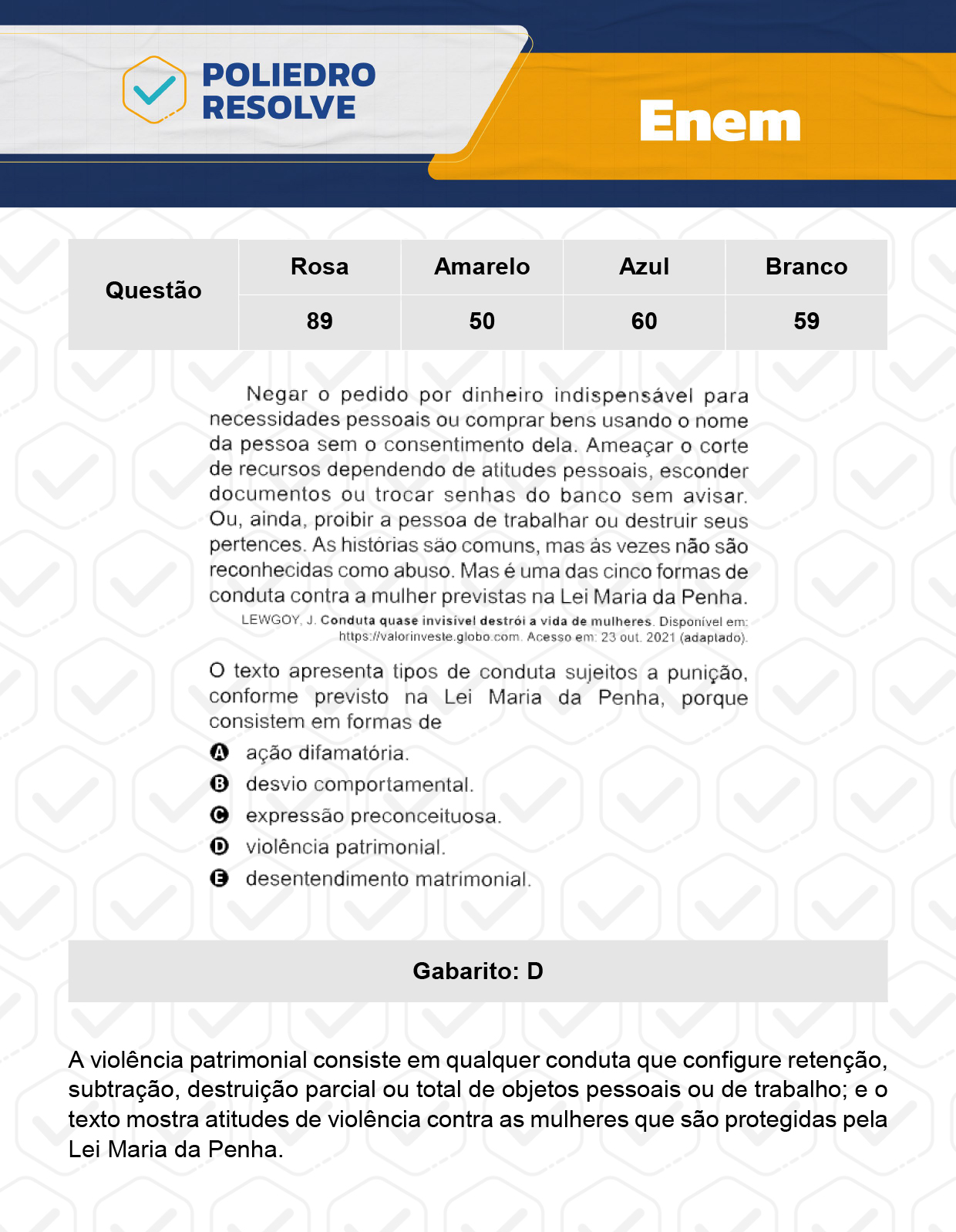 Questão 59 - 1º Dia - Prova Branca - ENEM 2023