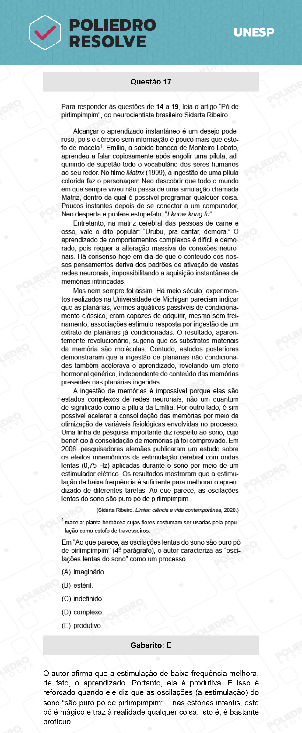 Questão 17 - 1ª Fase - Biológicas - UNESP 2022