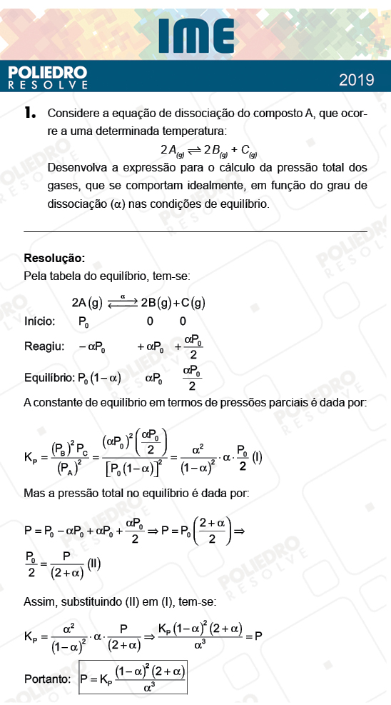 Dissertativa 1 - 2ª Fase - Química - IME 2019