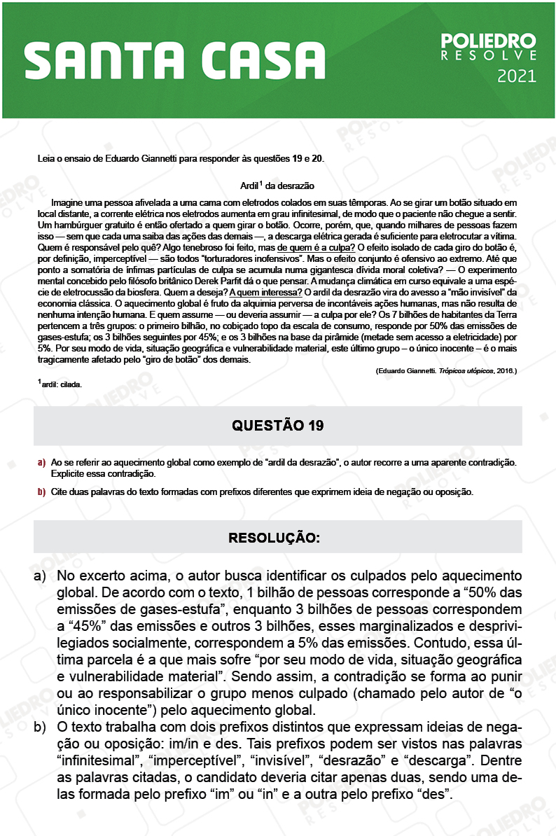 Dissertativa 19 - 2º Dia - Santa Casa 2021