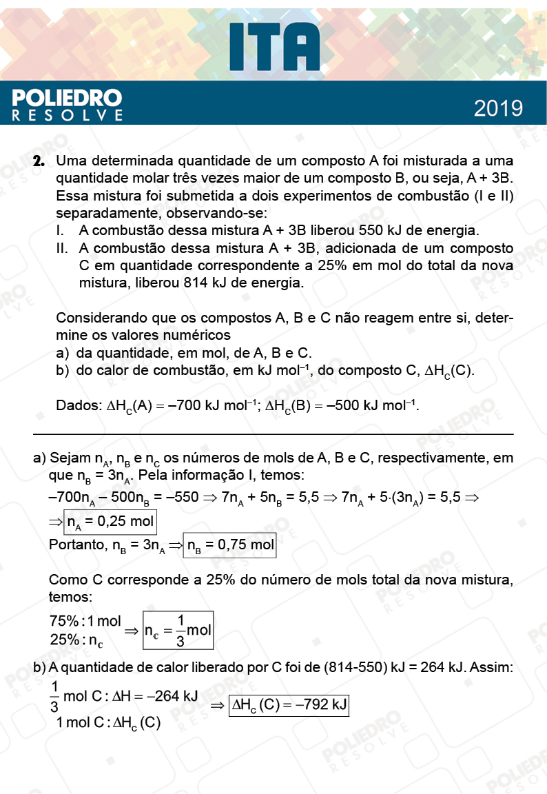 Dissertativa 2 - 2ª Fase - 1º Dia - MAT / QUI - ITA 2019