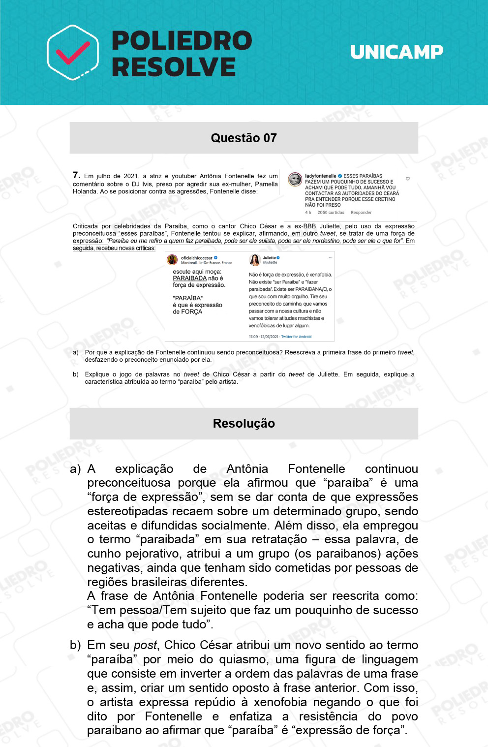 Dissertativa 7 - 2ª Fase - 1º Dia - Unicamp 2022