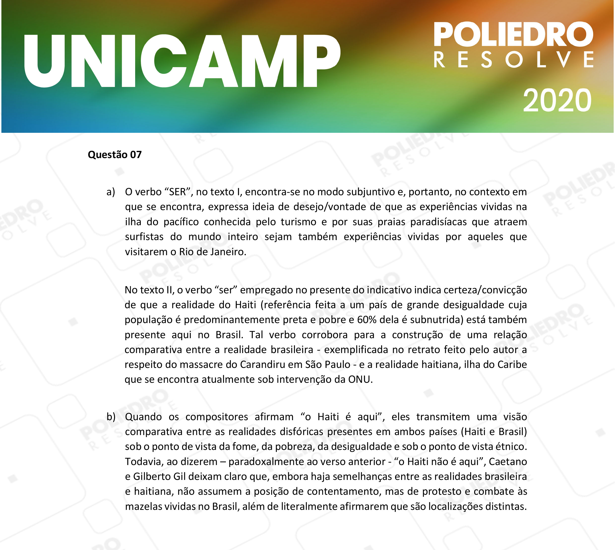Dissertativa 7 - 2ª Fase - 1º Dia - Unicamp 2020