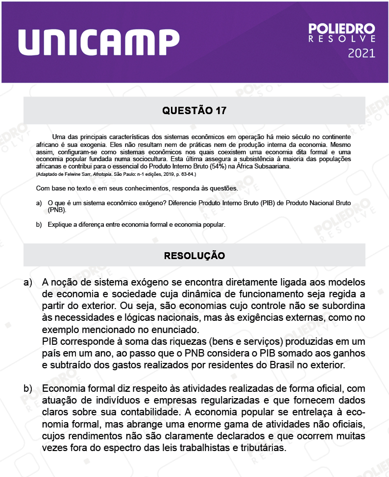 Dissertativa 17 - 2ª Fase - 2º Dia - Unicamp 2021