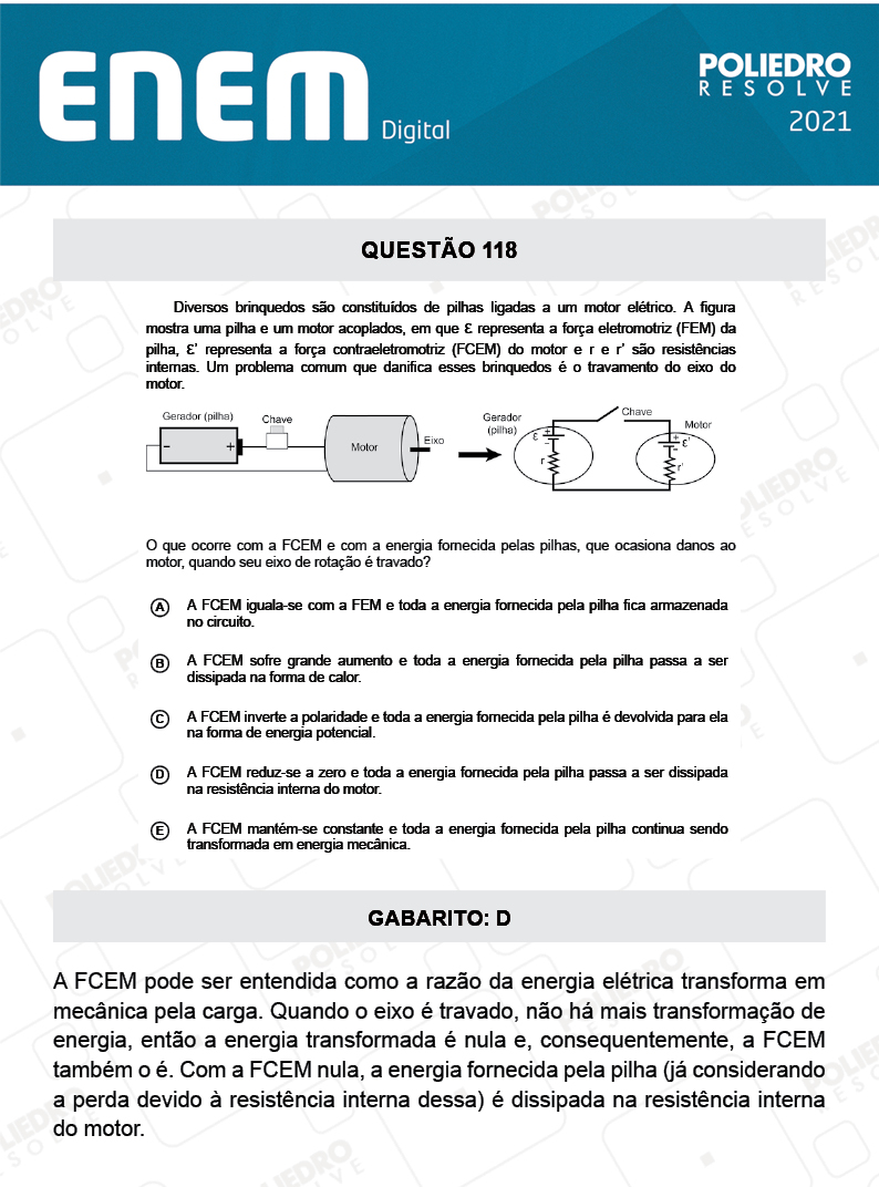 Questão 118 - 2º Dia - Prova Azul - ENEM DIGITAL 2020