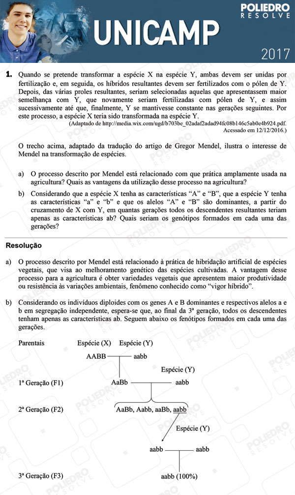 Dissertativa 1 - 2ª Fase 3º DIA - Unicamp 2017
