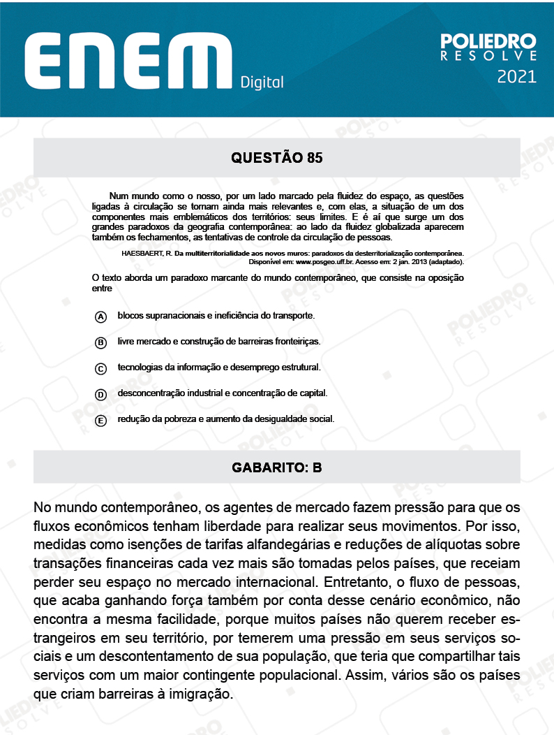 Questão 85 - 1º Dia - Prova Azul - Inglês - ENEM DIGITAL 2020