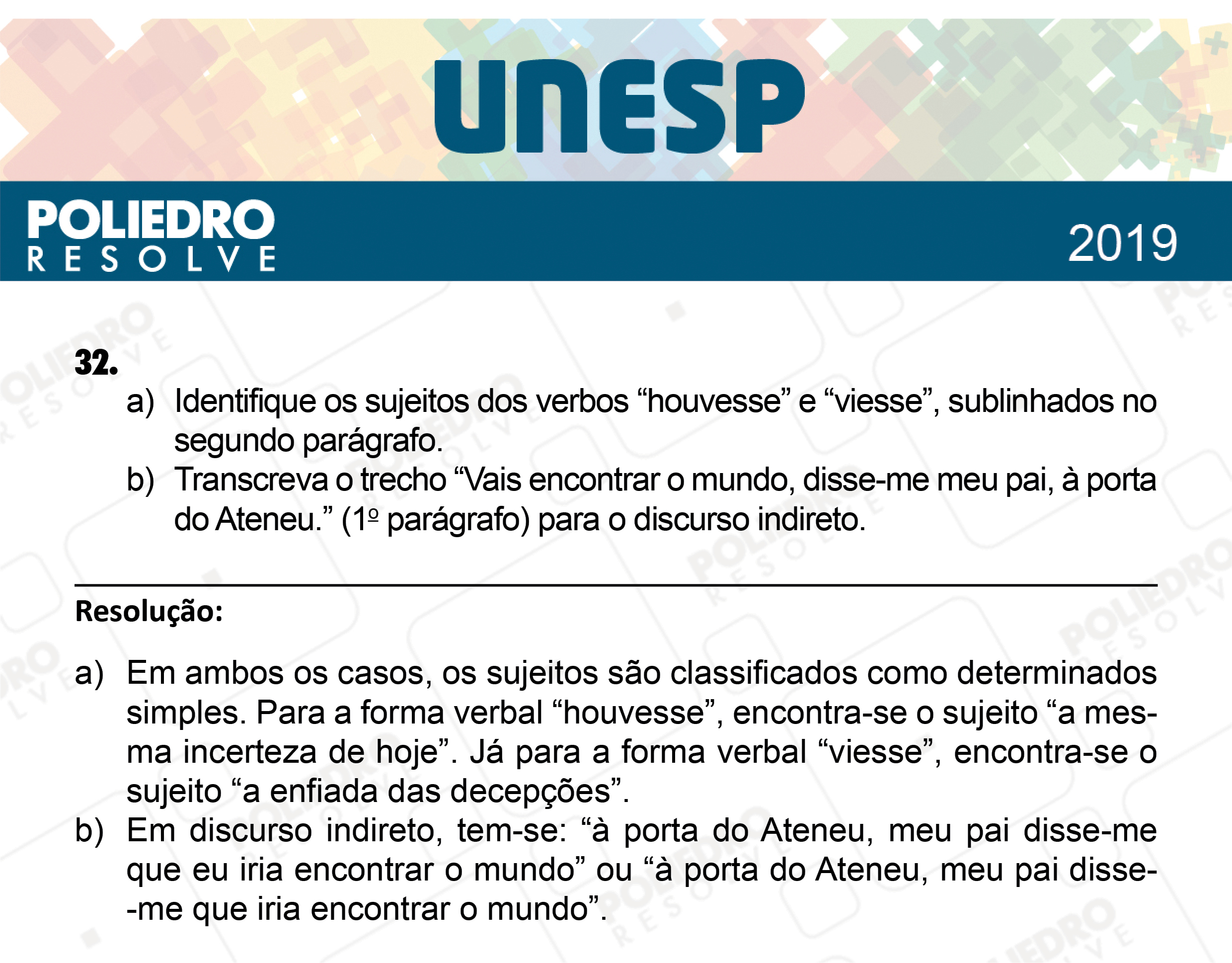 Dissertativa 32 - 2ª Fase - 2º Dia - Unesp 2019