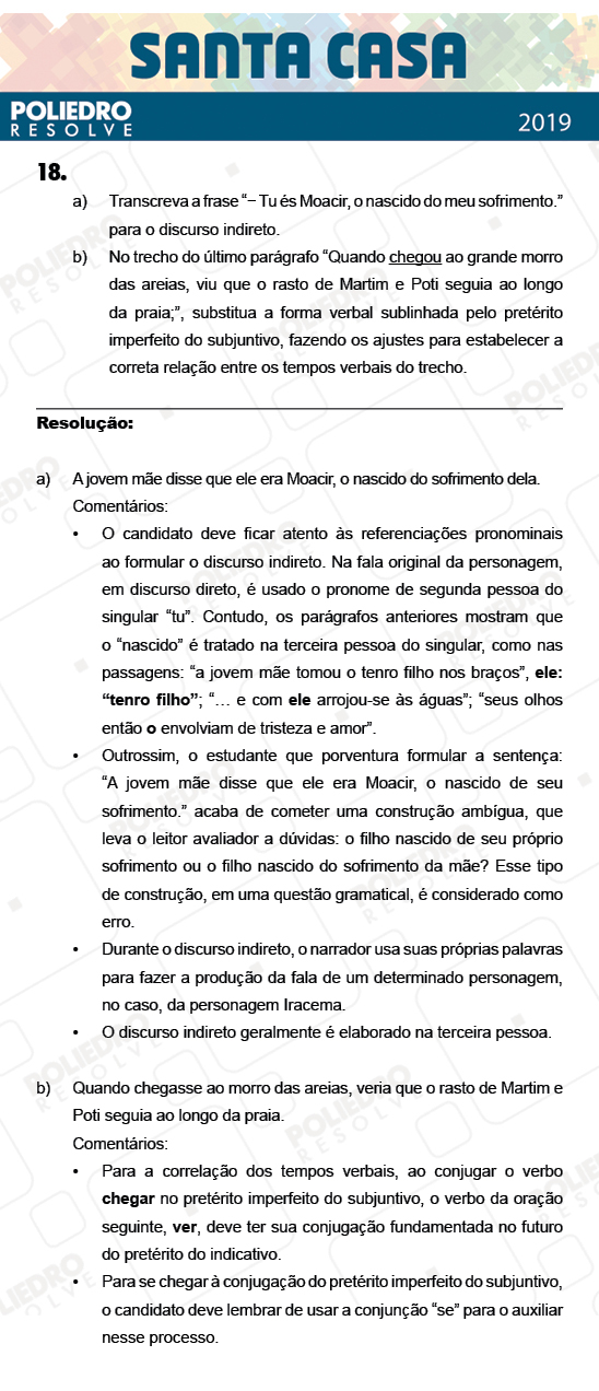 Dissertativa 18 - 1º Dia - Dissertativas - Santa Casa 2019