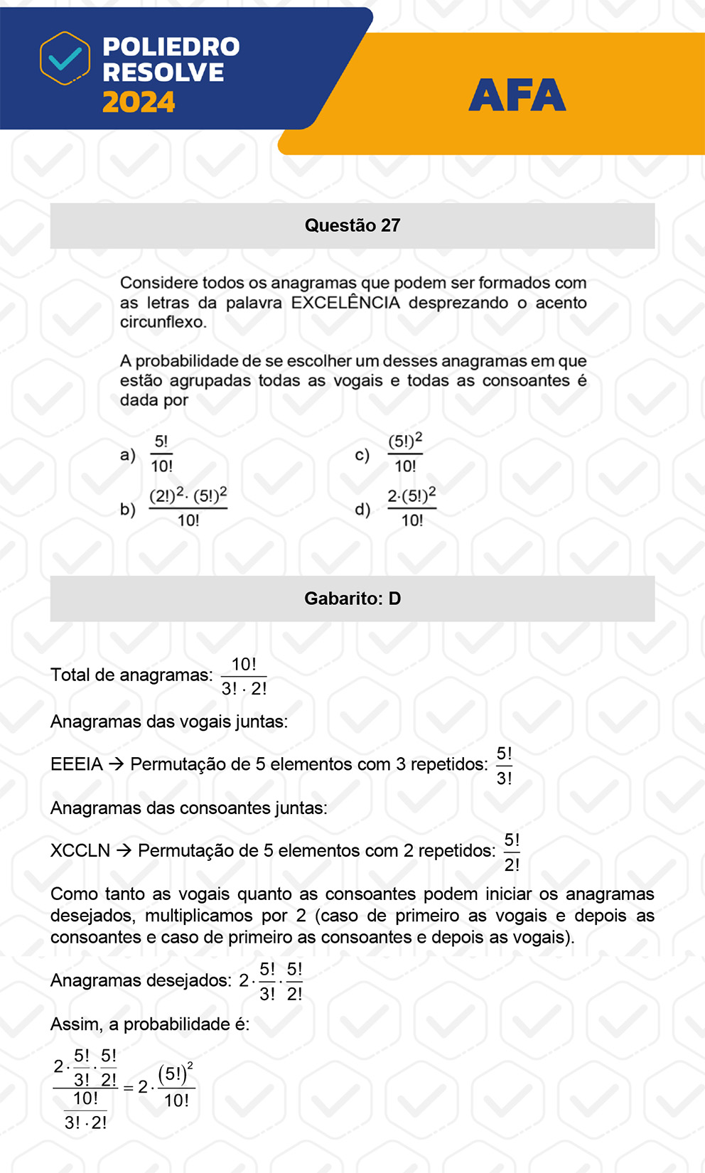 Questão 27 - Nova variação - AFA 2024