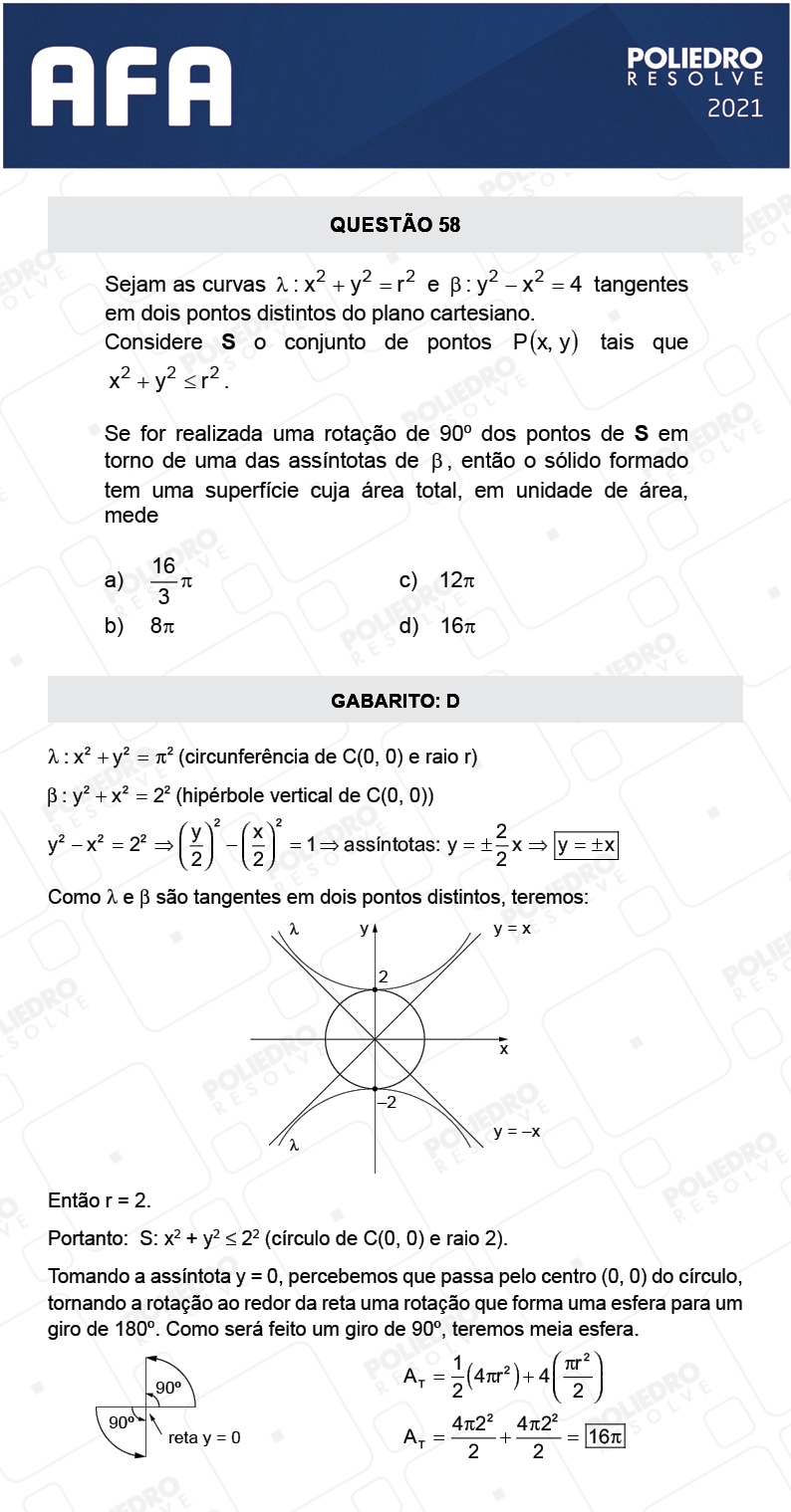 Questão 58 - Prova Tipo A - AFA 2021