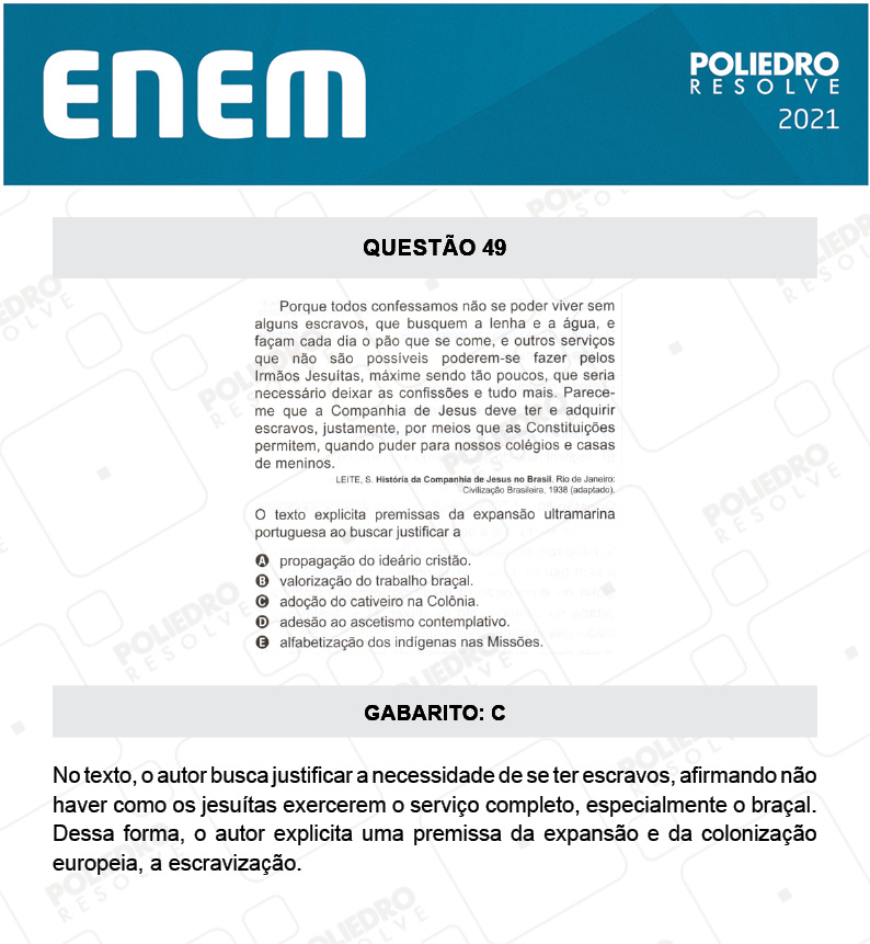 Questão 49 - 1º DIA - Prova Branca - ENEM 2020
