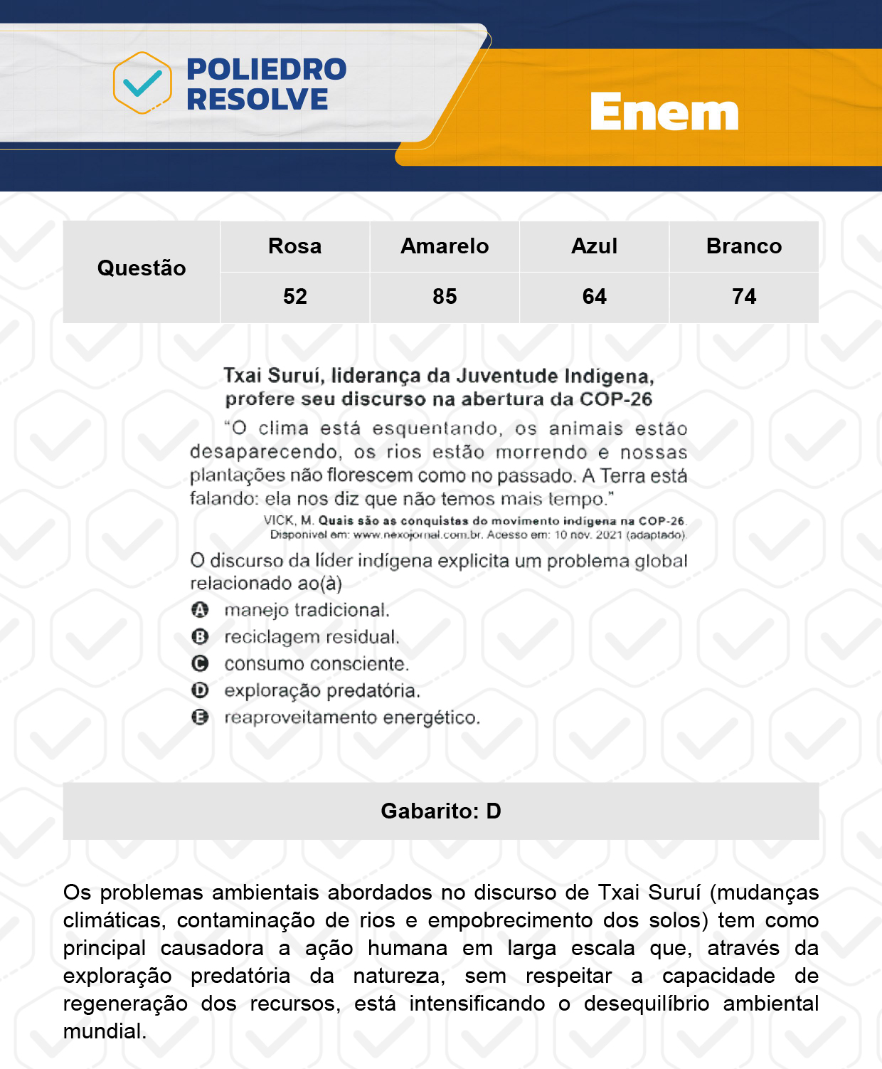 Questão 74 - 1º Dia - Prova Branca - ENEM 2023