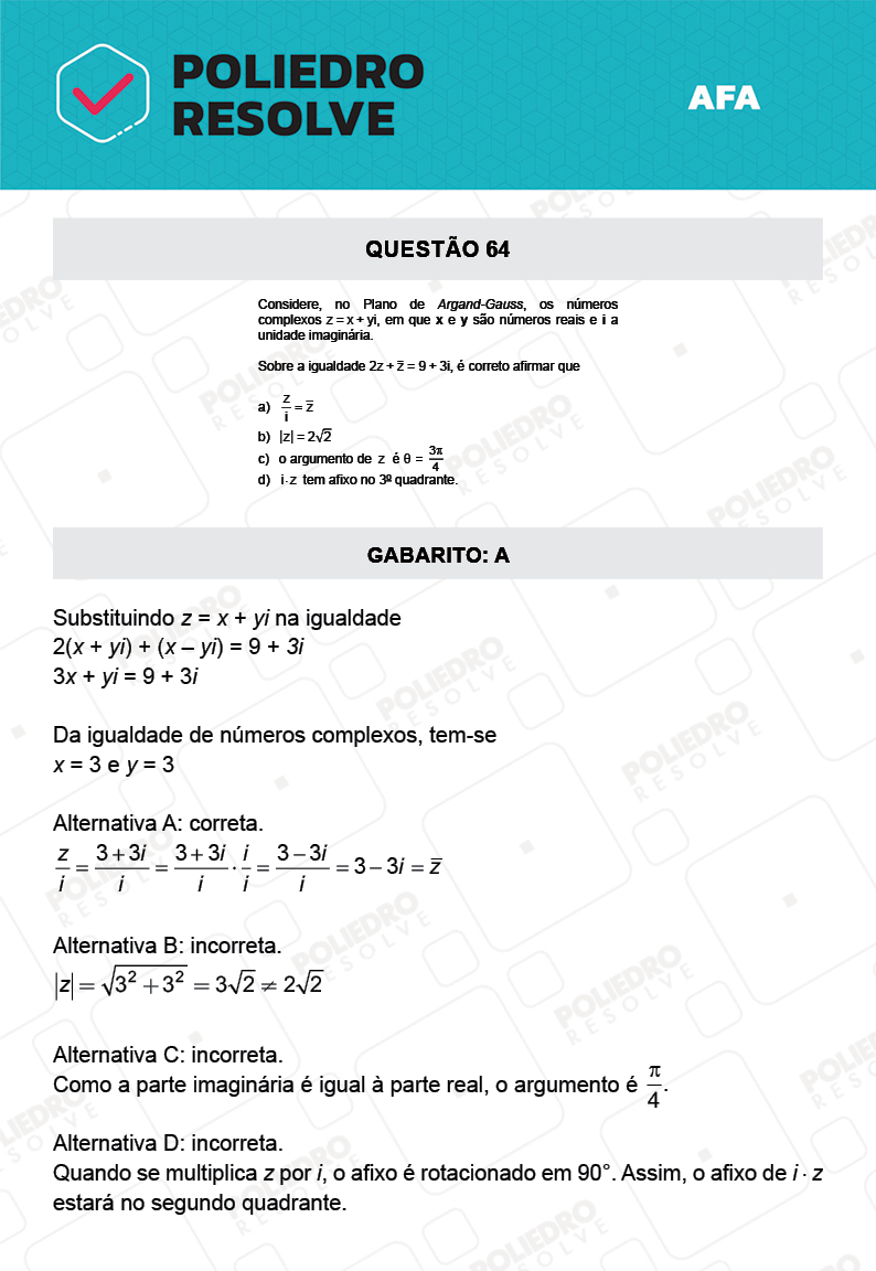 Questão 64 - Prova Tipo A - AFA 2022