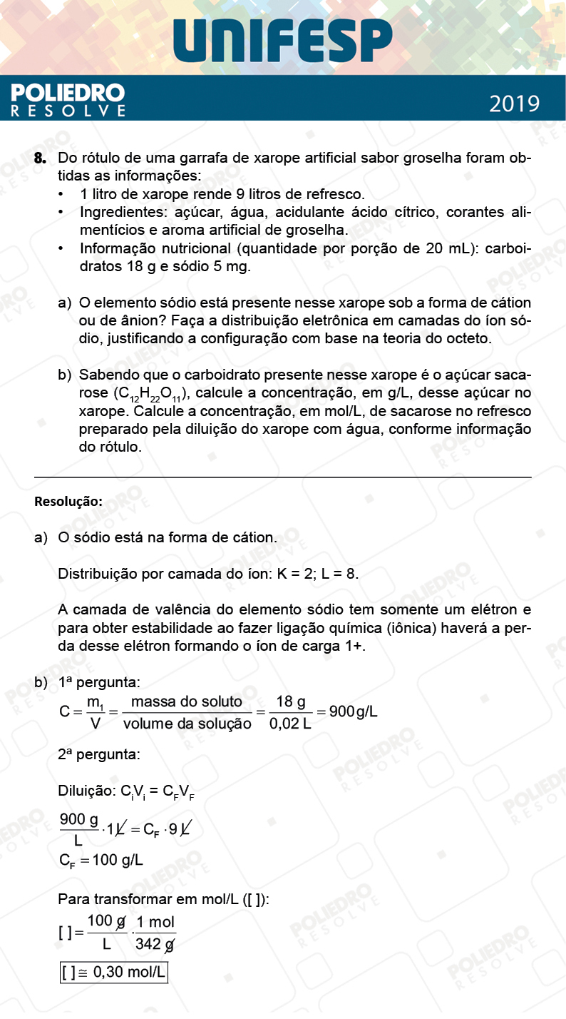 Dissertativa 8 - Fase única - 2º Dia - Unifesp 2019