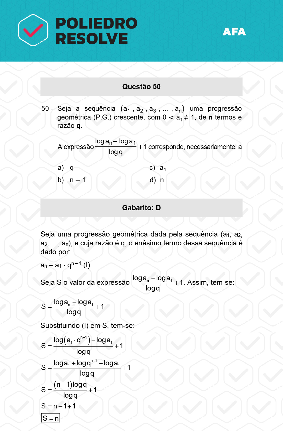 Questão 50 - Prova Tipo A - AFA 2023