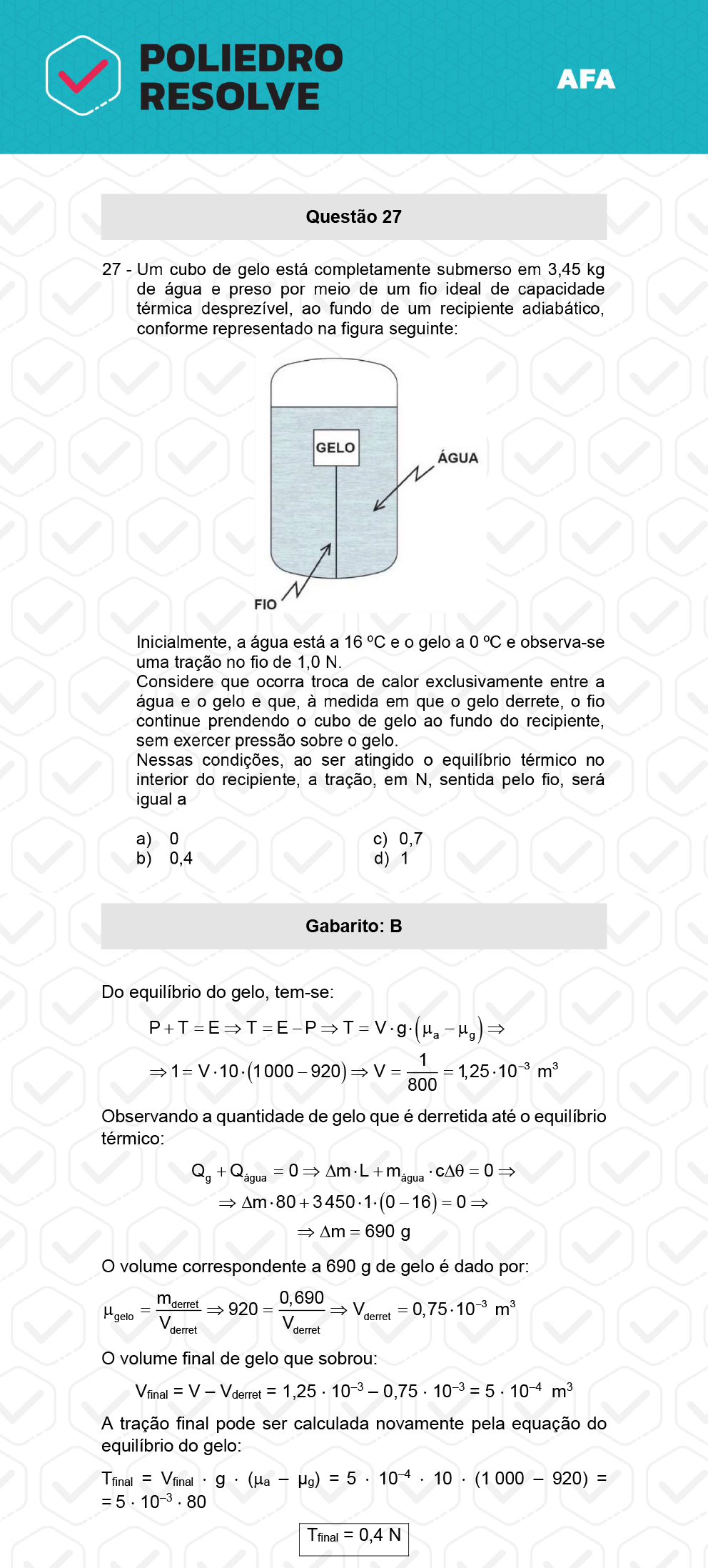 Questão 27 - Prova Tipo A - AFA 2023