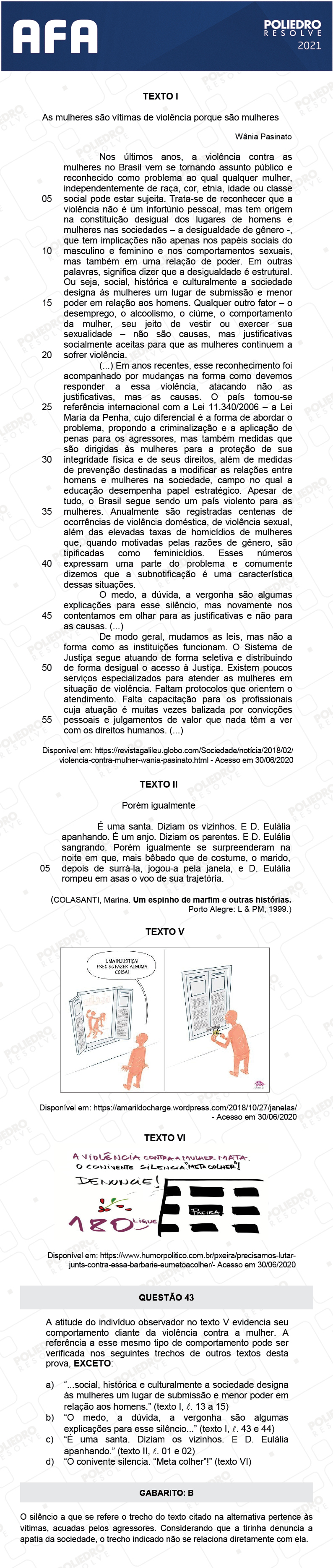 Questão 43 - Prova Tipo A - AFA 2021