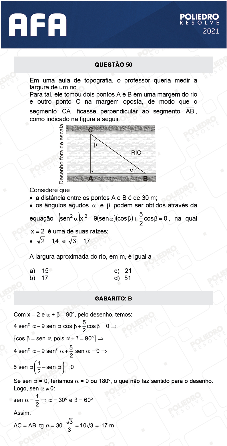 Questão 50 - Prova Tipo A - AFA 2021