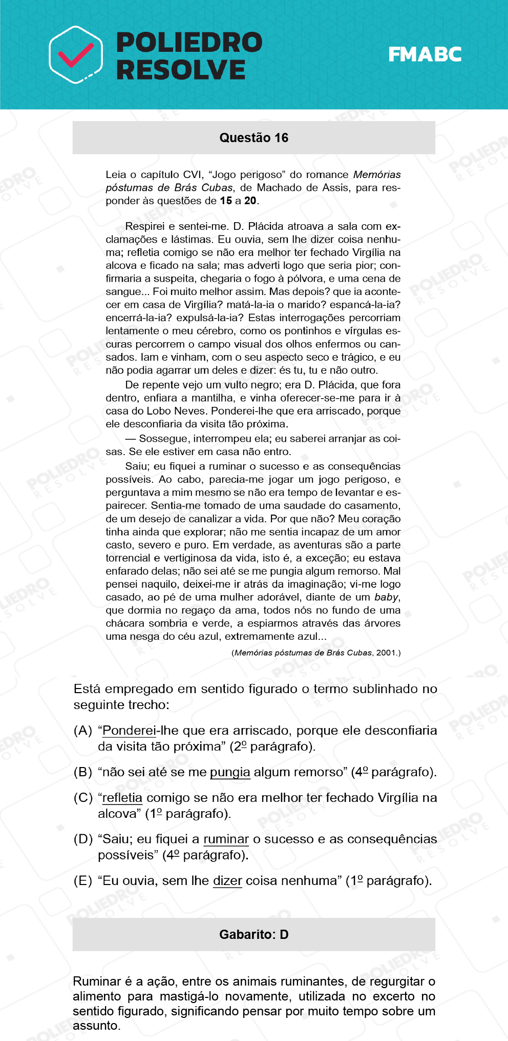 Questão 16 - Fase única - FMABC 2022
