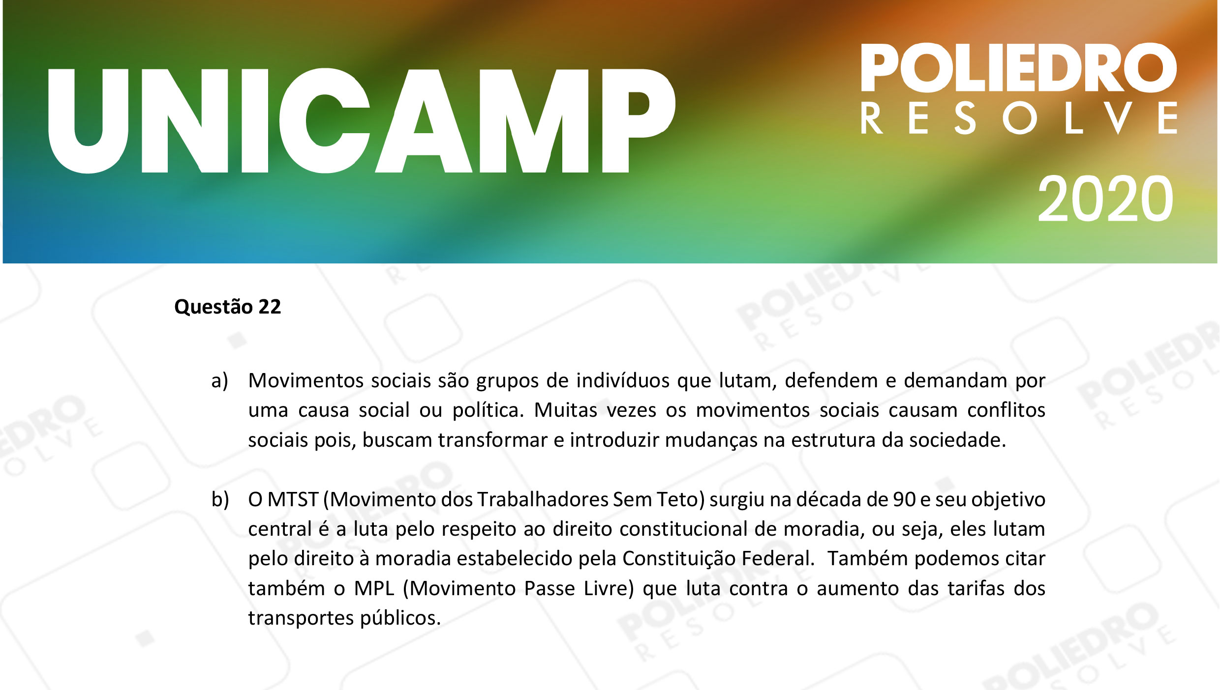 Dissertativa 22 - 2ª Fase - 2º Dia - Unicamp 2020