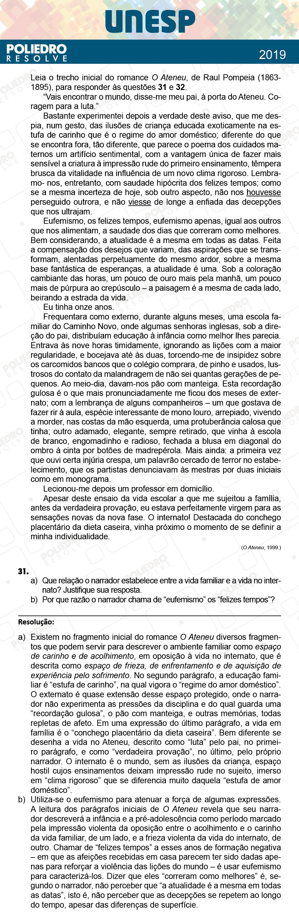 Dissertativa 31 - 2ª Fase - 2º Dia - Unesp 2019
