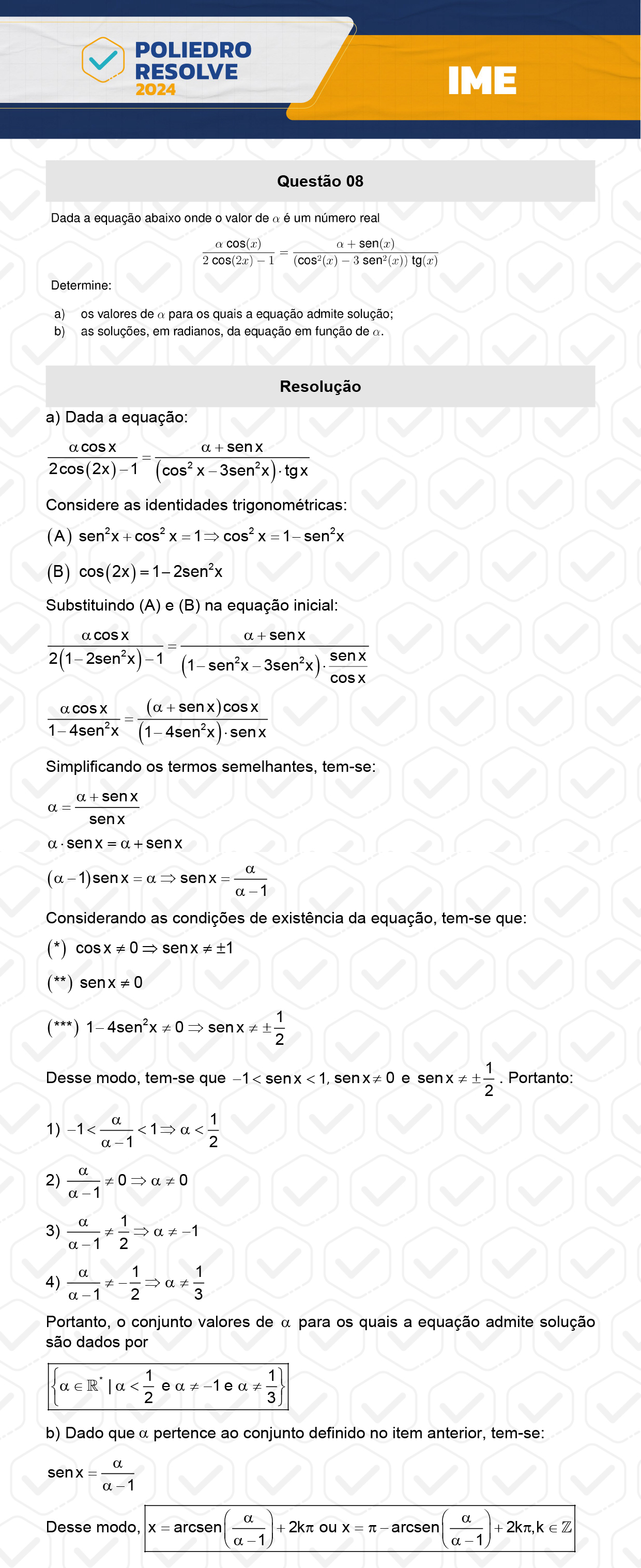 Dissertativa 8 - 2ª Fase - 1º Dia - IME 2024