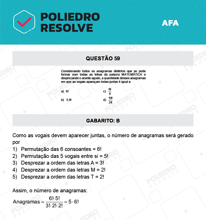 Questão 59 - Prova Tipo A - AFA 2022