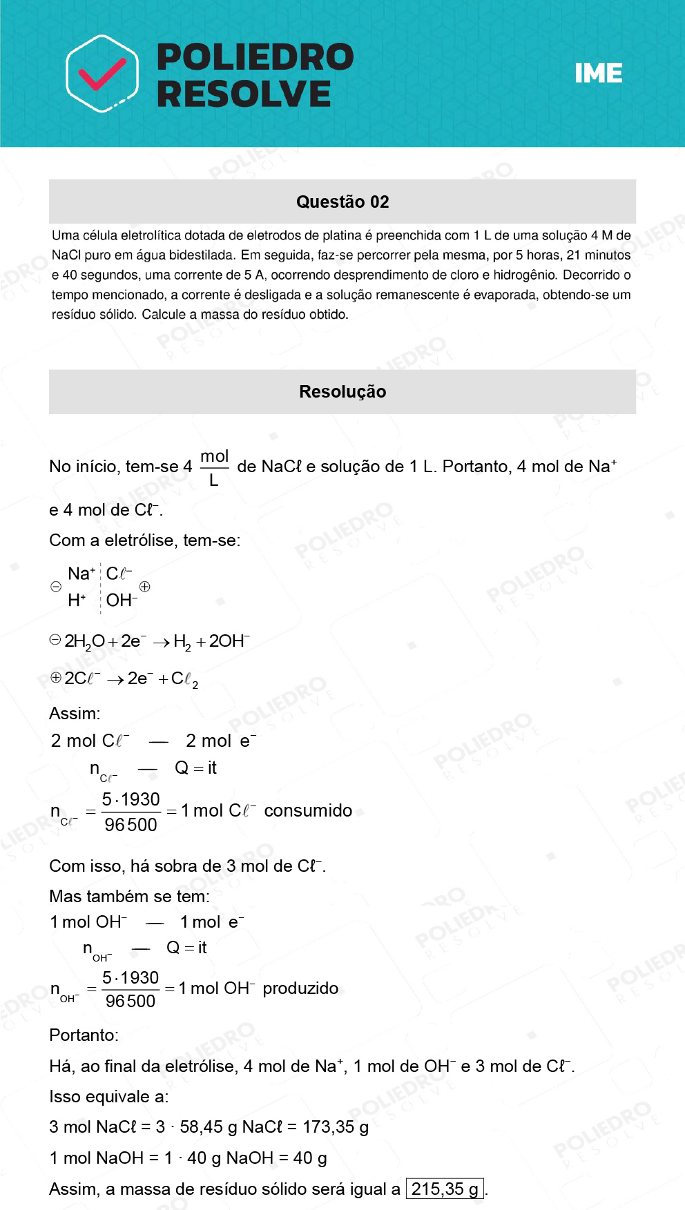 Dissertativa 2 - 2ª Fase - Química - IME 2022