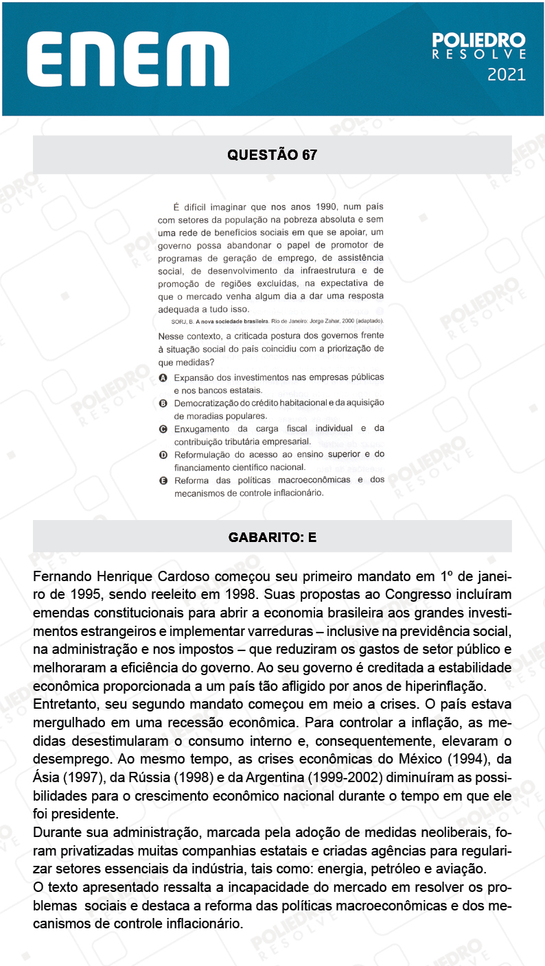 Questão 67 - 1º DIA - Prova Amarela - ENEM 2020