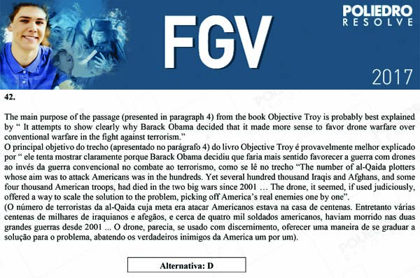Questão 42 - Objetivas - 2017.1 - FGV 2017