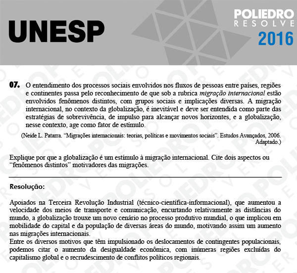 Dissertativa 7 - 2ª Fase - Unesp 2016