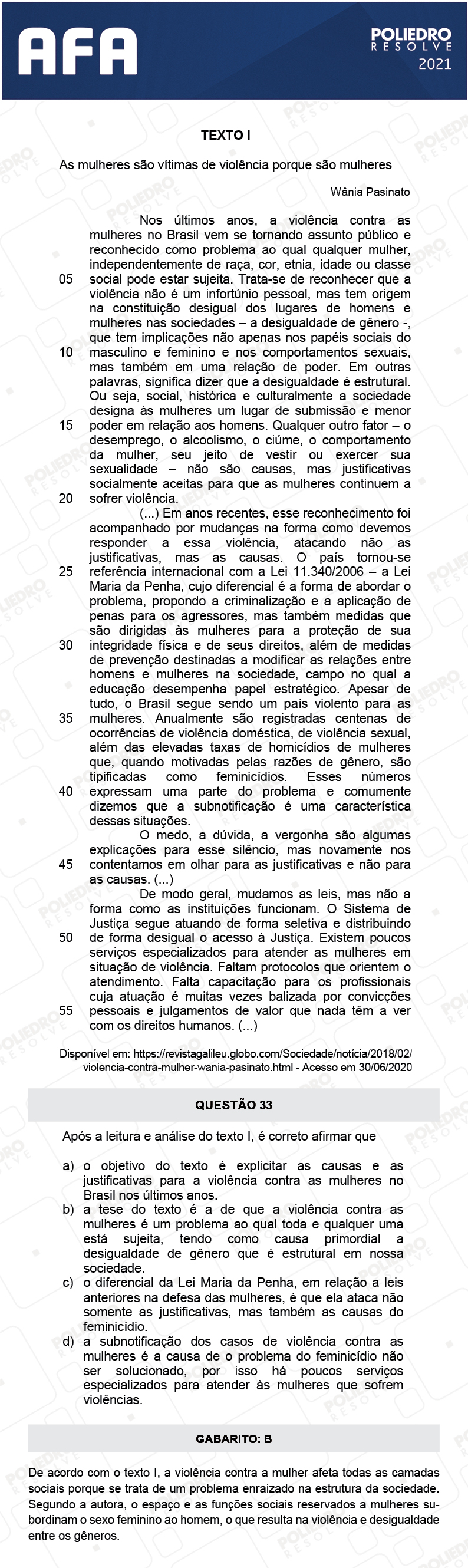 Questão 33 - Prova Tipo A - AFA 2021