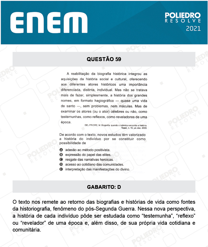Questão 59 - 1º DIA - Prova Rosa - ENEM 2020