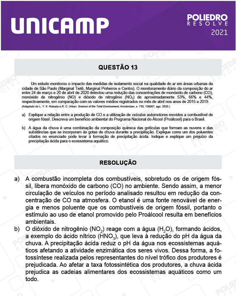 Dissertativa 13 - 2ª Fase - 2º Dia - Unicamp 2021