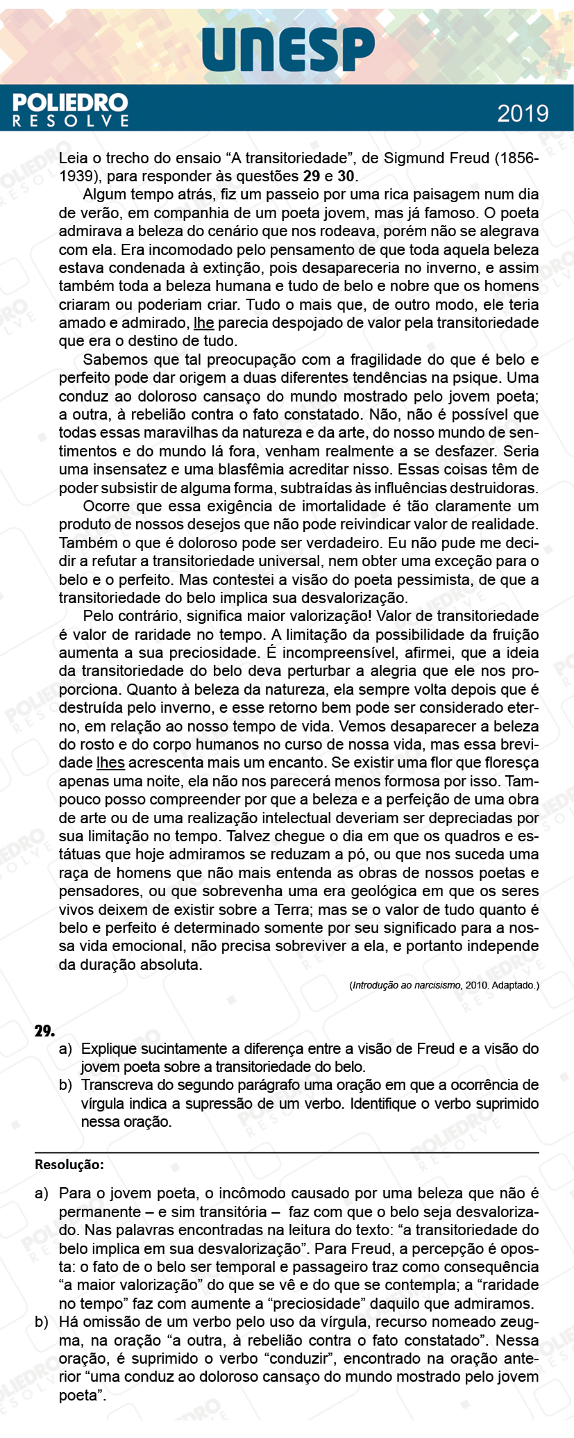 Dissertativa 29 - 2ª Fase - 2º Dia - Unesp 2019