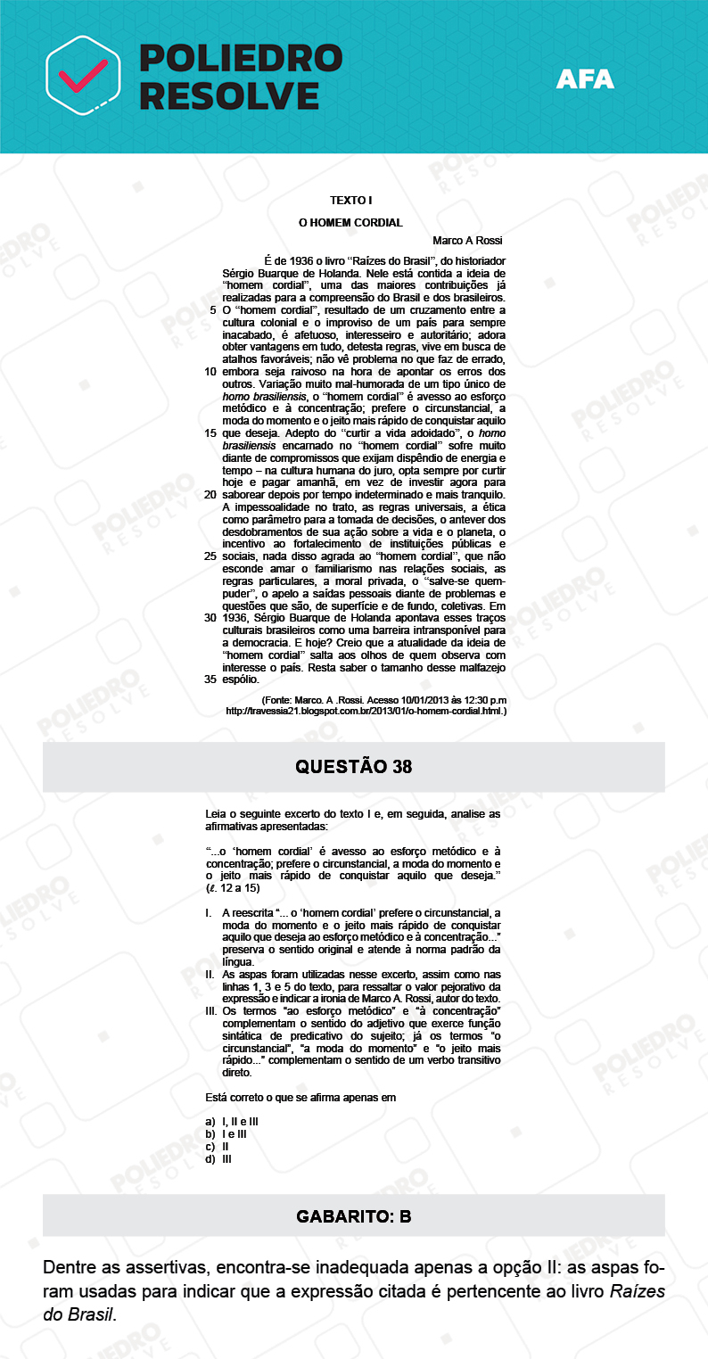 Questão 38 - Prova Tipo A - AFA 2022